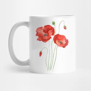 2 orange poppies watercolor Mug